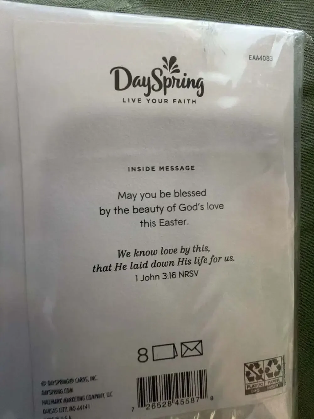 DaySpring Religious Easter Greeting Card Pack (8 Cards and Envelopes)